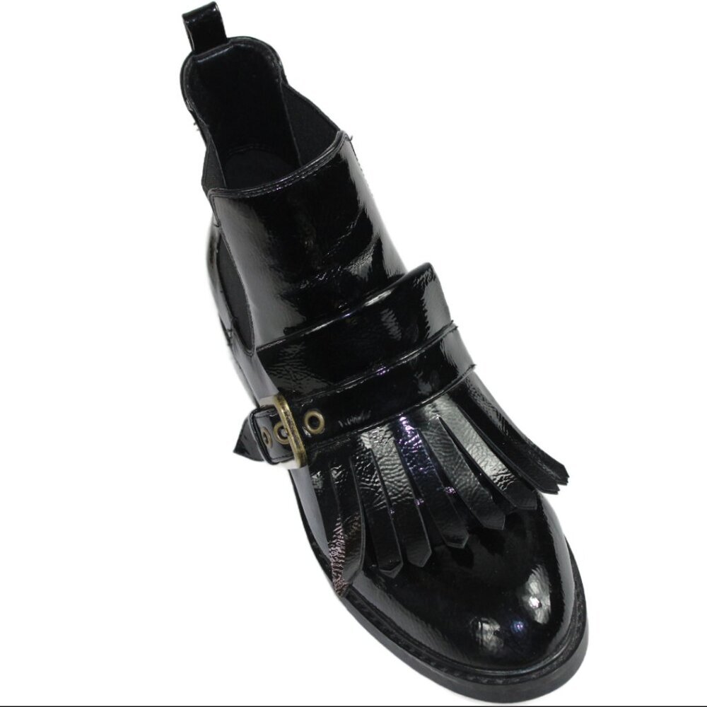 Marc Fisher Brigita Chelsea Kiltie Black Patent Buckle Pull On Boot, Size 7 - Picture 6 of 10